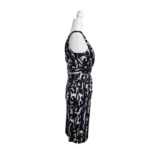 Teri Jon rickie freeman black & gray beaded straps empire midi satin dress size - Picture 7 of 9